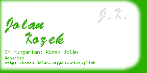 jolan kozek business card